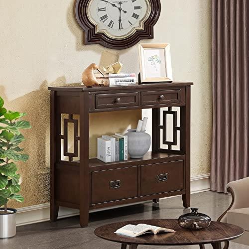 【並行輸入品】 36 Inch Country Farmhouse Console Table with 4 Drawers and 1 Sto_4
