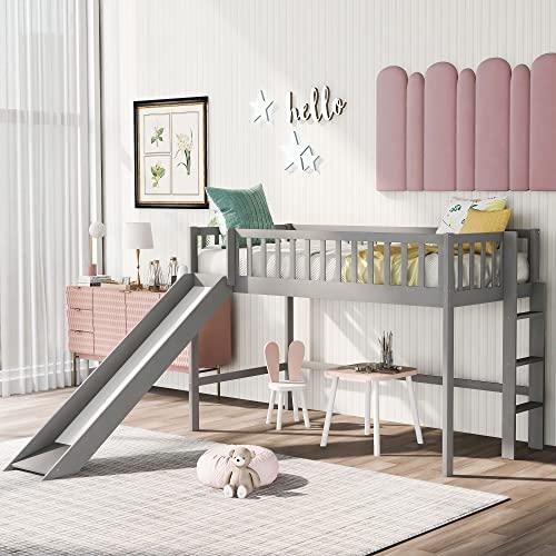 【並行輸入品】 Harper & Bright Designs Twin Size Low Loft Bed Frame with Ladder_1