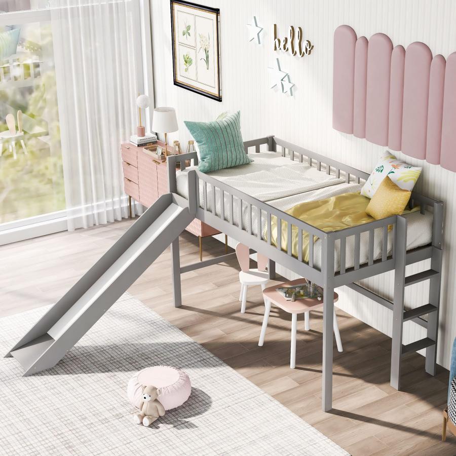 【並行輸入品】 Harper & Bright Designs Twin Size Low Loft Bed Frame with Ladder_3
