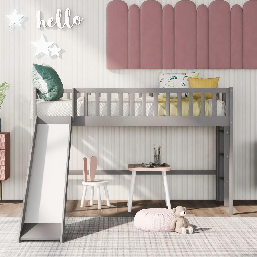 【並行輸入品】 Harper & Bright Designs Twin Size Low Loft Bed Frame with Ladder_6