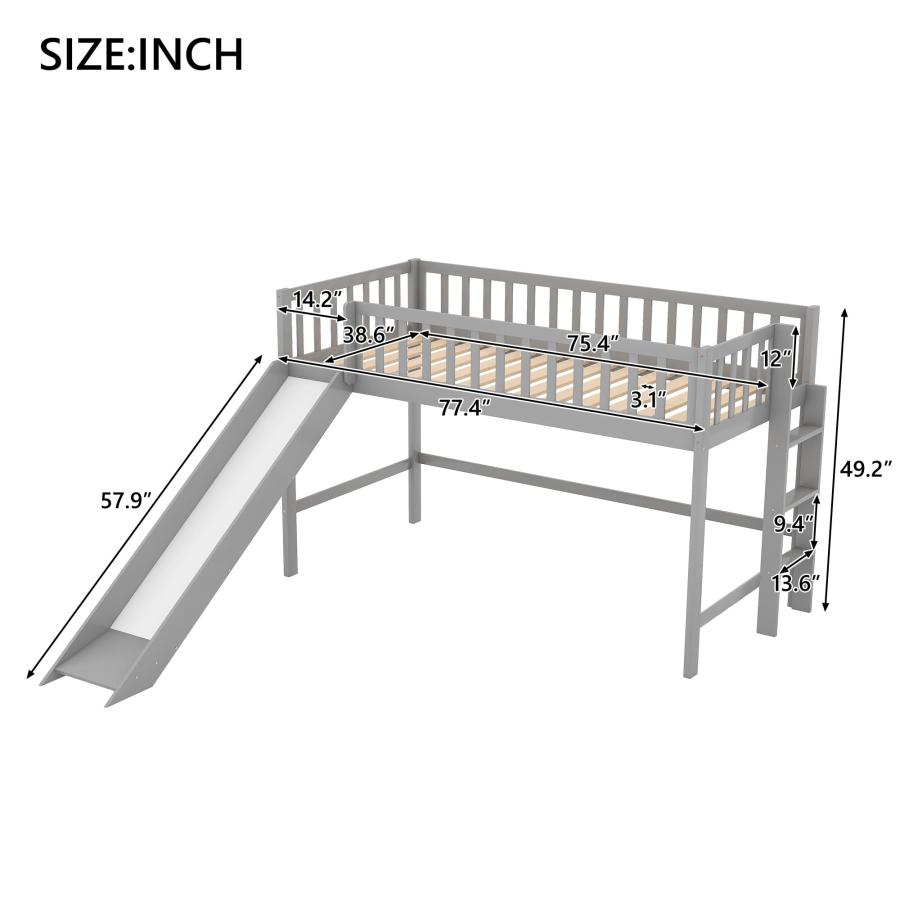 【並行輸入品】 Harper & Bright Designs Twin Size Low Loft Bed Frame with Ladder_9