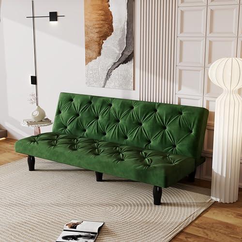 【並行輸入品】 Ochangqi Modern 100% Fabric Velvet Sofa Bed Futon with Wood Legs_1