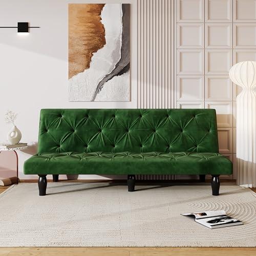 【並行輸入品】 Ochangqi Modern 100% Fabric Velvet Sofa Bed Futon with Wood Legs_4