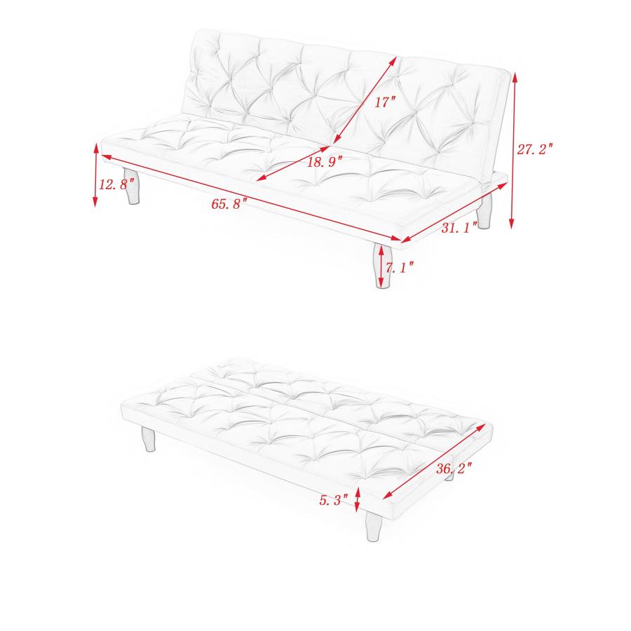 【並行輸入品】 Ochangqi Modern 100% Fabric Velvet Sofa Bed Futon with Wood Legs_6