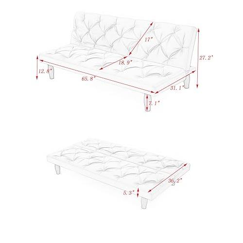 【並行輸入品】 Ochangqi Modern 100% Fabric Velvet Sofa Bed Futon with Wood Legs_7