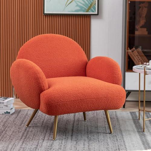 【並行輸入品】 AISALL Orange Accent Sherpa Chair， Comfy Boucle Chair for Readin_1