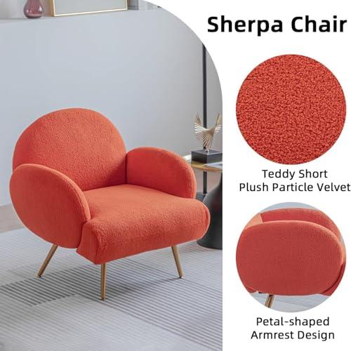 【並行輸入品】 AISALL Orange Accent Sherpa Chair， Comfy Boucle Chair for Readin_7