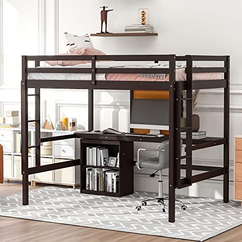 【並行輸入品】 CITYLIGHT Full Loft Bed with Desk and Writing Board， Wood Full S_1