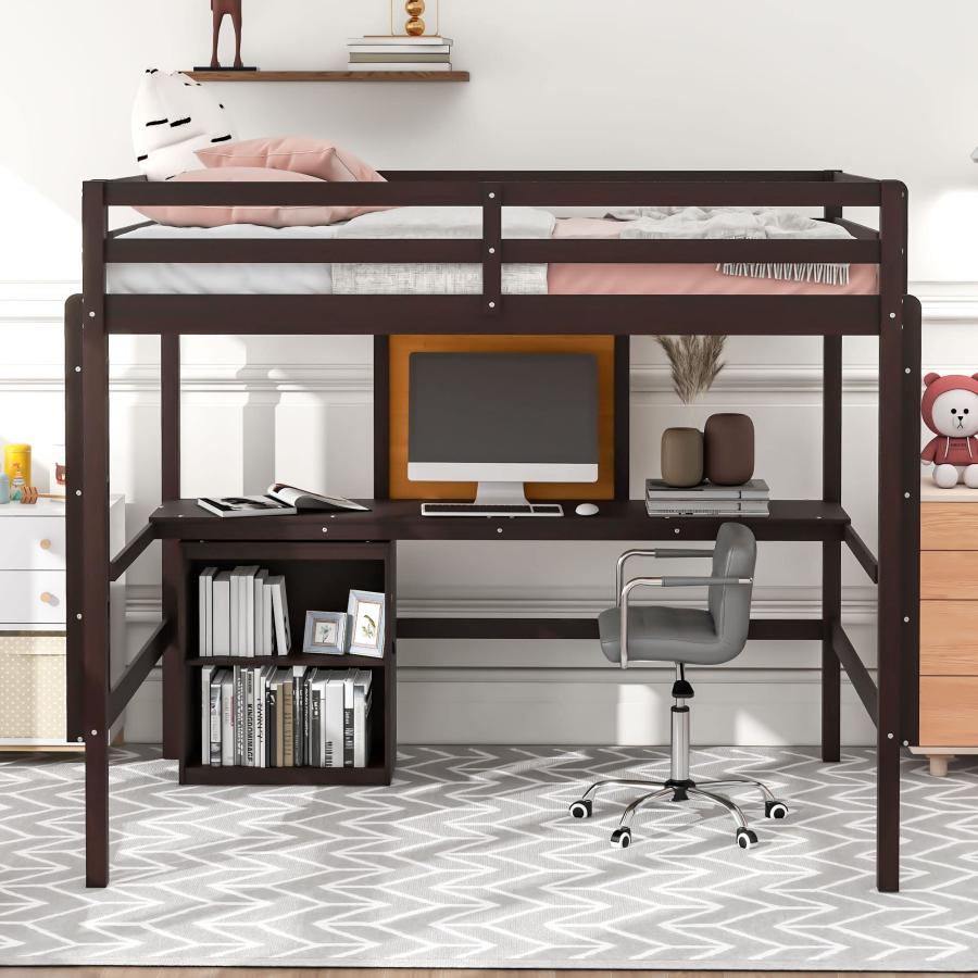 【並行輸入品】 CITYLIGHT Full Loft Bed with Desk and Writing Board， Wood Full S_3