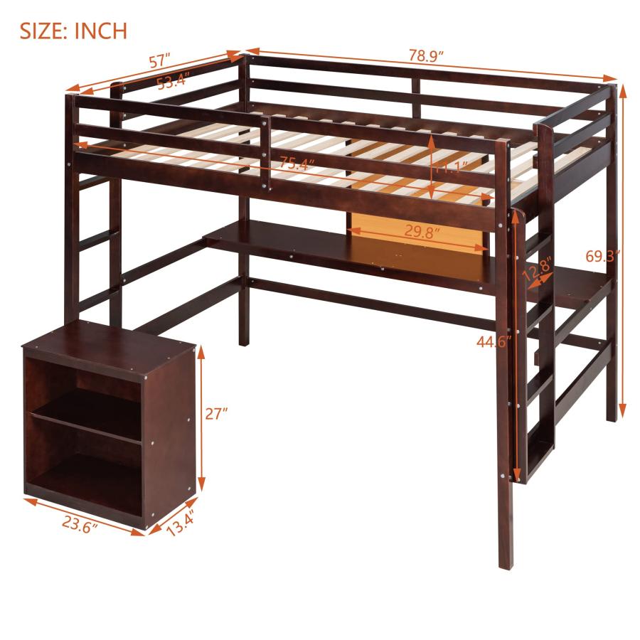 【並行輸入品】 CITYLIGHT Full Loft Bed with Desk and Writing Board， Wood Full S_6