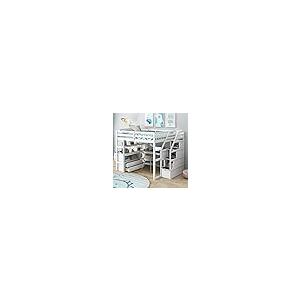 【並行輸入品】 Harper \u0026 Bright Designs Full Size Loft Bed with Desk, Wood Fullの画像
