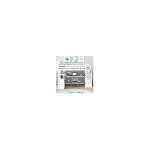 【並行輸入品】 Harper \u0026 Bright Designs Full Size Loft Bed with Desk, Wood Fullの画像