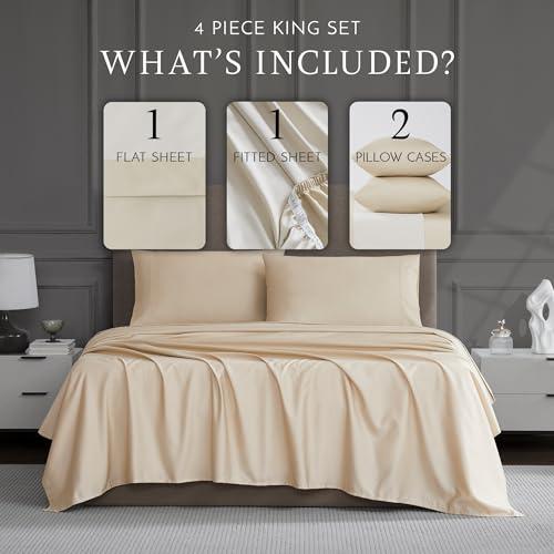 【並行輸入品】Linen Closet 1200スレッドカウント コットンブレンド キングサイズ シーツ4点セット ウルトラソフト シルキーサテ_4