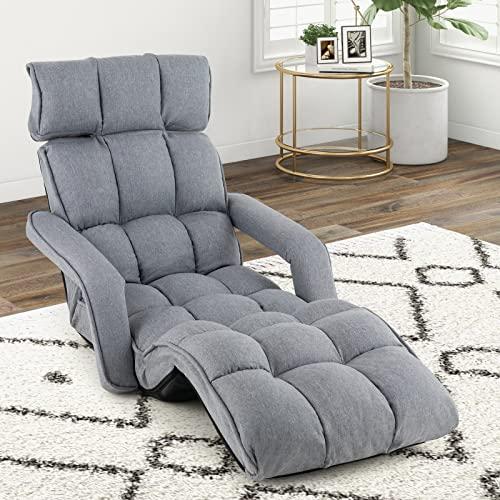 【並行輸入品】 KOMFOTT Foldable Floor Lazy Sofa， Indoor Chaise Lounge Sofa with_4