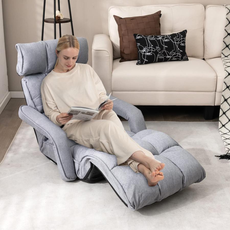 【並行輸入品】 KOMFOTT Foldable Floor Lazy Sofa， Indoor Chaise Lounge Sofa with_6