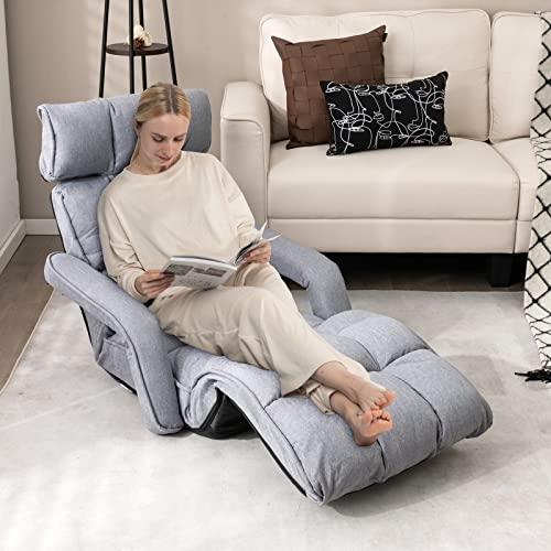 【並行輸入品】 KOMFOTT Foldable Floor Lazy Sofa， Indoor Chaise Lounge Sofa with_7