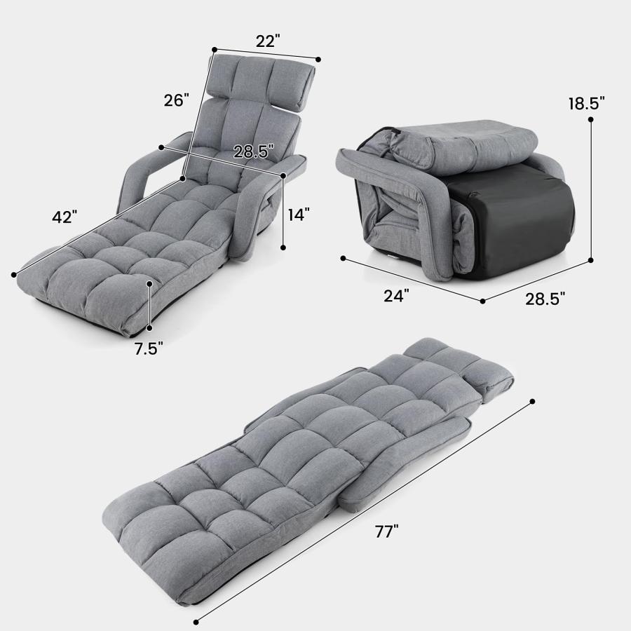 【並行輸入品】 KOMFOTT Foldable Floor Lazy Sofa， Indoor Chaise Lounge Sofa with_9