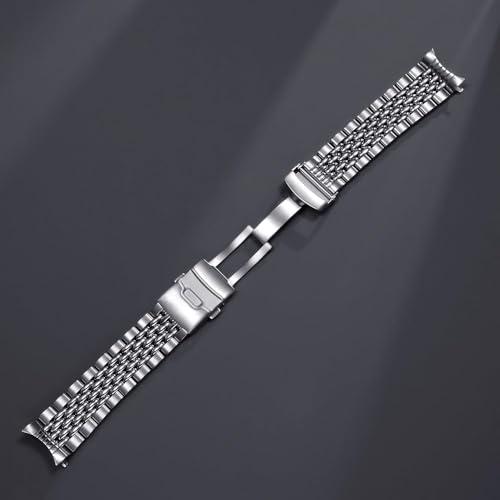 【並行輸入品】Semdu 316L シルバー ステンレススチール ライスビーズ カーブエンド ウォッチバンド ブレスレット SKX007 腕時計の画像