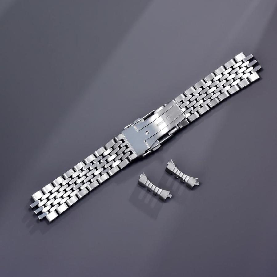 【並行輸入品】Semdu 316L シルバー ステンレススチール ライスビーズ カーブエンド ウォッチバンド ブレスレット SKX007 腕時計の画像