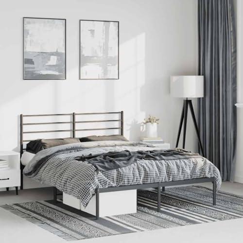【並行輸入品】 vidaXL 12 Inch Queen Metal Bed Frame with Headboard， No Box Spri_4