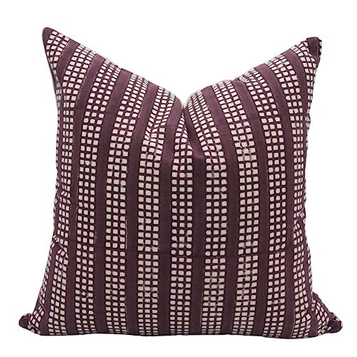 【並行輸入品】Fabritual ブロックプリント コットン 16x16 スローピローカバー アウトドア ファームハウス スクエア クッションカ