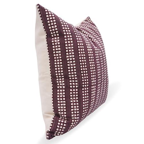 【並行輸入品】Fabritual ブロックプリント コットン 16x16 スローピローカバー アウトドア ファームハウス スクエア クッションカ