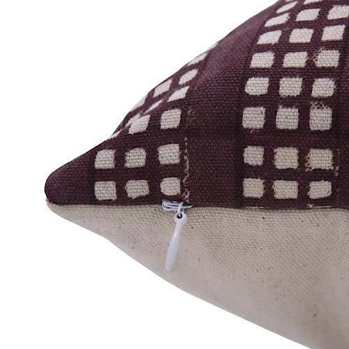 【並行輸入品】Fabritual ブロックプリント コットン 16x16 スローピローカバー アウトドア ファームハウス スクエア クッションカ