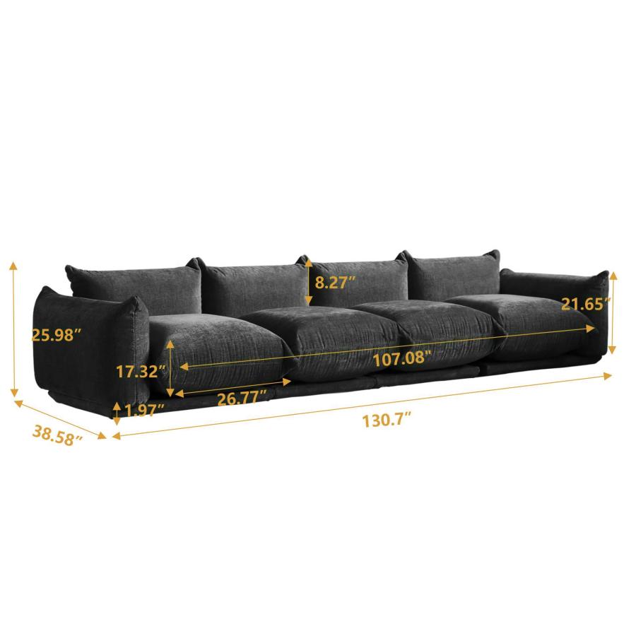 【並行輸入品】 JACH Mid Century Modern 4 Seater Sectional Couch， Chenille Secti_3