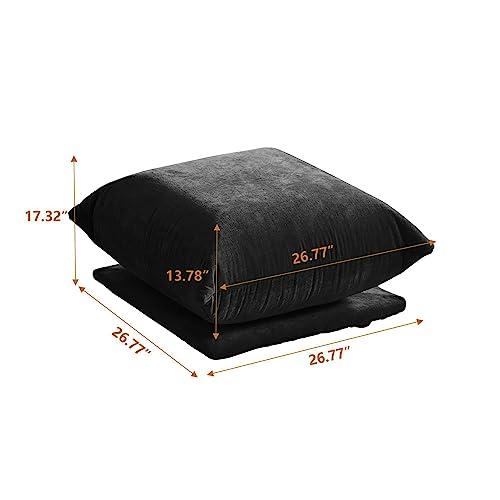 【並行輸入品】 JACH Mid Century Modern Comfy Ottoman， Chenille Sofa Footrest Co_4