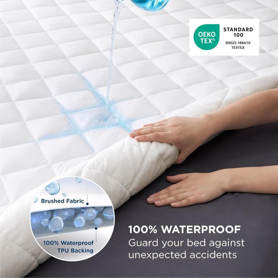【並行輸入品】Bedsure (ベッドシュア) 防水マットレスパッド ツインサイズ キルトマットレスプロテクター 最大22インチの深いポケット付_6