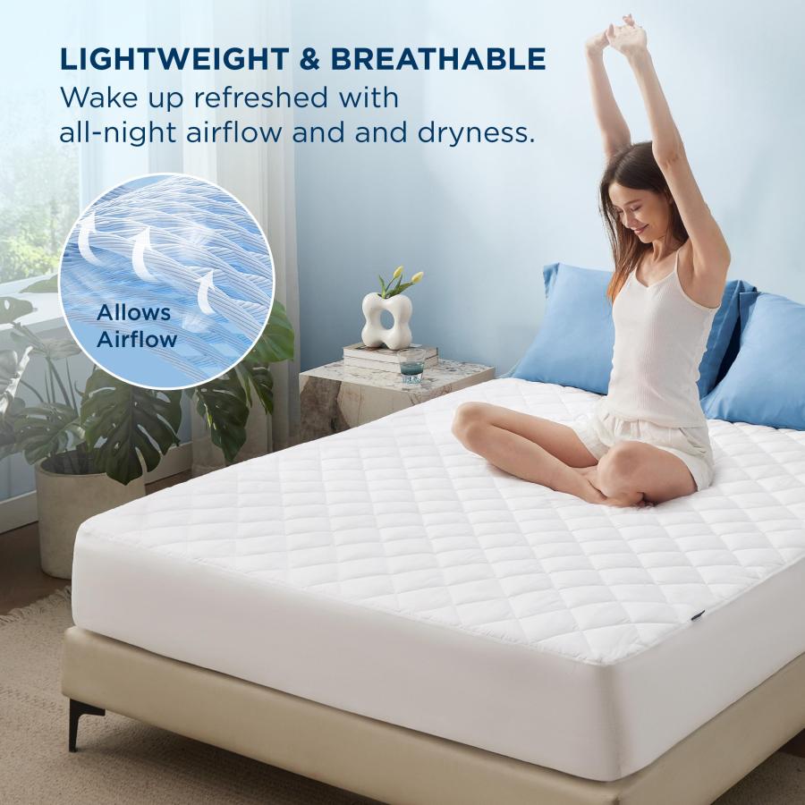【並行輸入品】Bedsure (ベッドシュア) 防水マットレスパッド ツインサイズ キルトマットレスプロテクター 最大22インチの深いポケット付_9