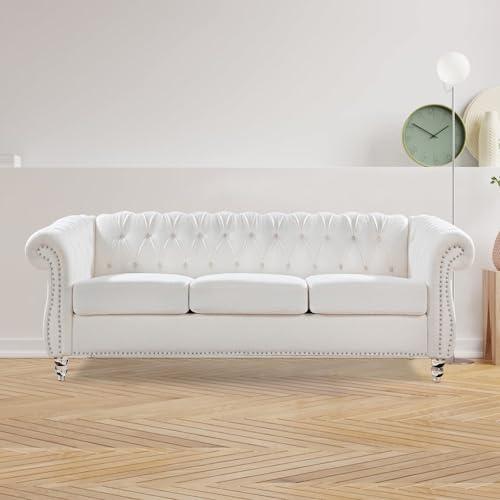 【並行輸入品】 Vaztrlus Modern White Sofas for Living Room， Comfy Deep Seated C_1