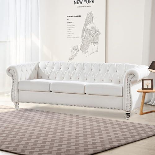 【並行輸入品】 Vaztrlus Modern White Sofas for Living Room， Comfy Deep Seated C_4