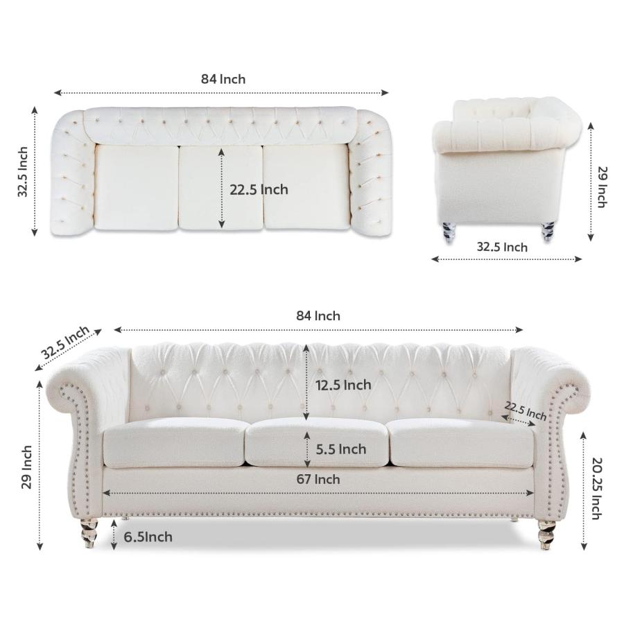 【並行輸入品】 Vaztrlus Modern White Sofas for Living Room， Comfy Deep Seated C_6