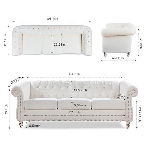 【並行輸入品】 Vaztrlus Modern White Sofas for Living Room， Comfy Deep Seated C_7