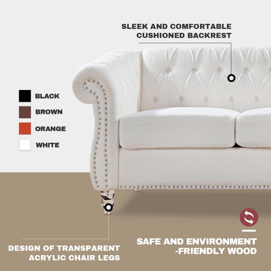 【並行輸入品】 Vaztrlus Modern White Sofas for Living Room， Comfy Deep Seated C_9