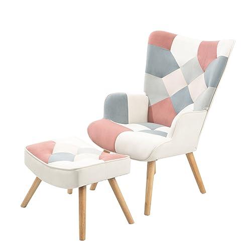 【並行輸入品】 Dolonm Accent Chair with Ottoman Set Modern Lounge Wingback Armc_1