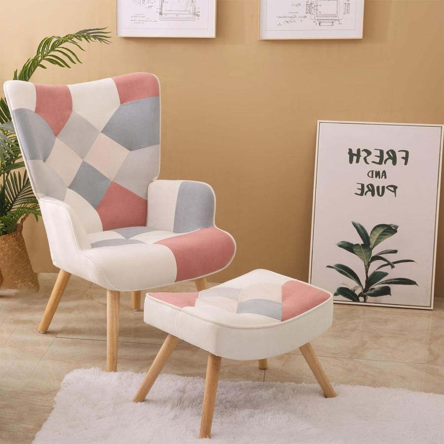 【並行輸入品】 Dolonm Accent Chair with Ottoman Set Modern Lounge Wingback Armc_3