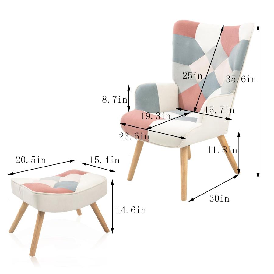 【並行輸入品】 Dolonm Accent Chair with Ottoman Set Modern Lounge Wingback Armc_6