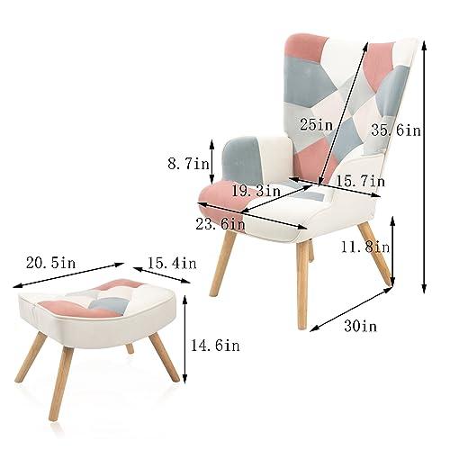 【並行輸入品】 Dolonm Accent Chair with Ottoman Set Modern Lounge Wingback Armc_7