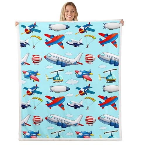 【並行輸入品】子供用 飛行機 シェルパ ブランケット 男の子 漫画 飛行機 フラシ天 ブランケット ヘリコプター 飛行 飛行機 フリース スロー_1