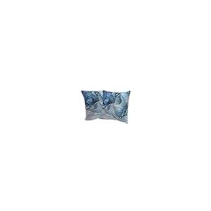 【並行輸入品】SKYDAWNY クッションカバー ブルーゴールド マーブル 18 x 18インチ 装飾枕カバー 2枚セット ホーム リビングルー