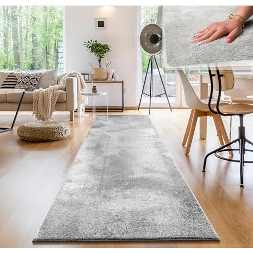 【並行輸入品】Paco Home ソフトエリアラグ シルバー コージーラグ 滑り止め 無地 洗濯可能 サイズ: 2フィート8インチ x 9フィー_1