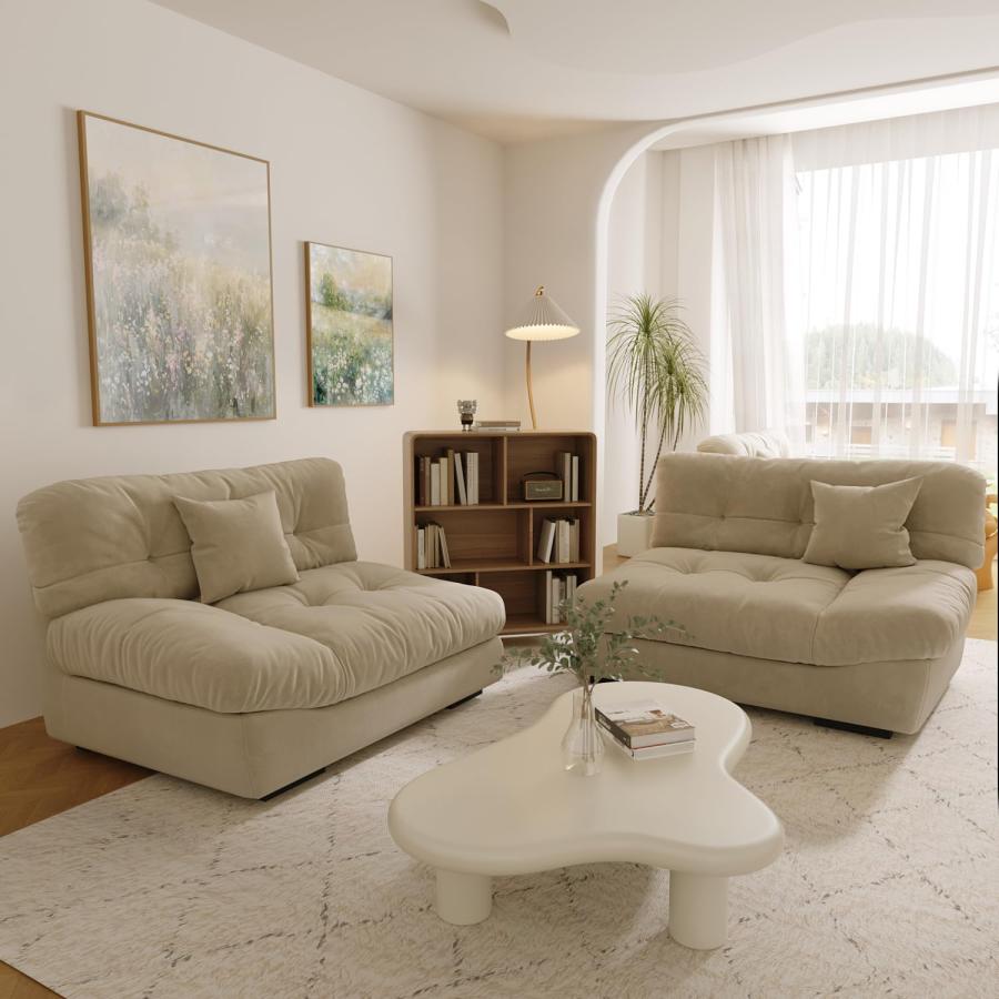 【並行輸入品】 Cloud Modular Sectional Sofa，105" Scrub Velvet Minimalist Sofa C_3