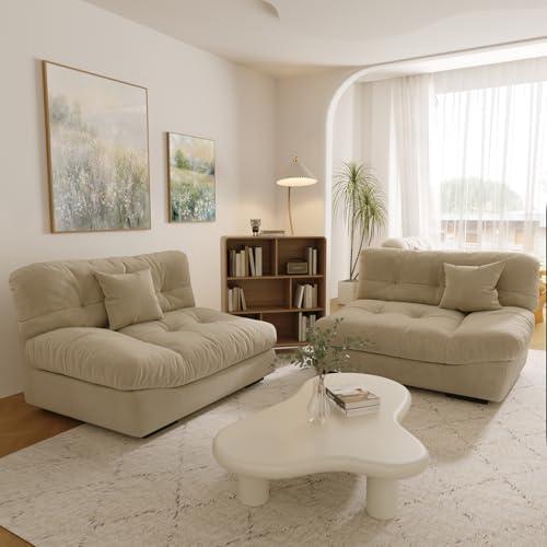 【並行輸入品】 Cloud Modular Sectional Sofa，105" Scrub Velvet Minimalist Sofa C_4