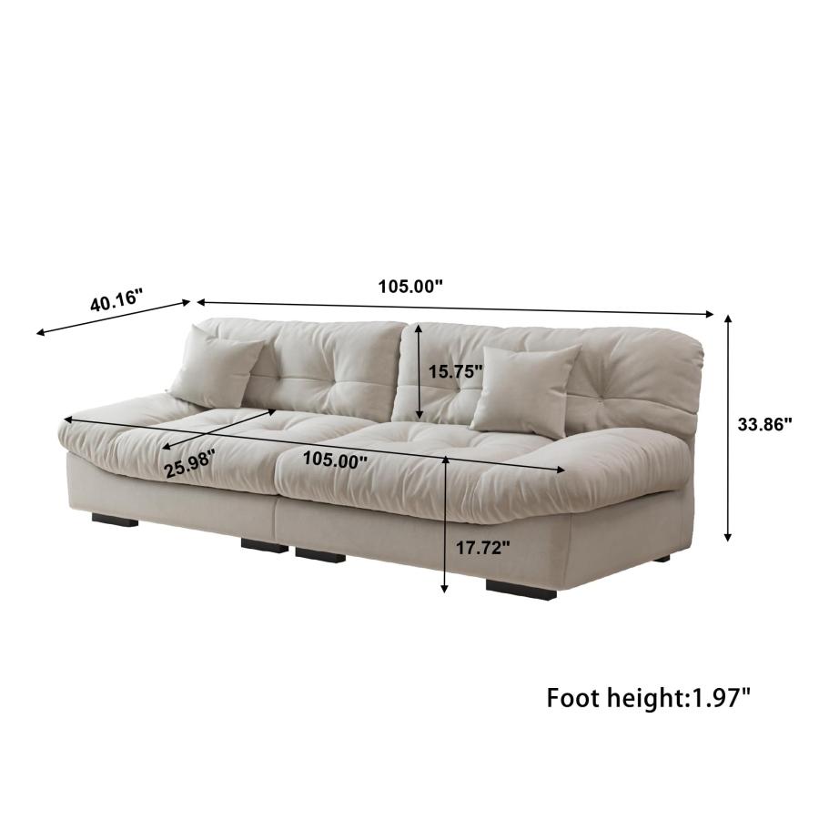 【並行輸入品】 Cloud Modular Sectional Sofa，105" Scrub Velvet Minimalist Sofa C_6