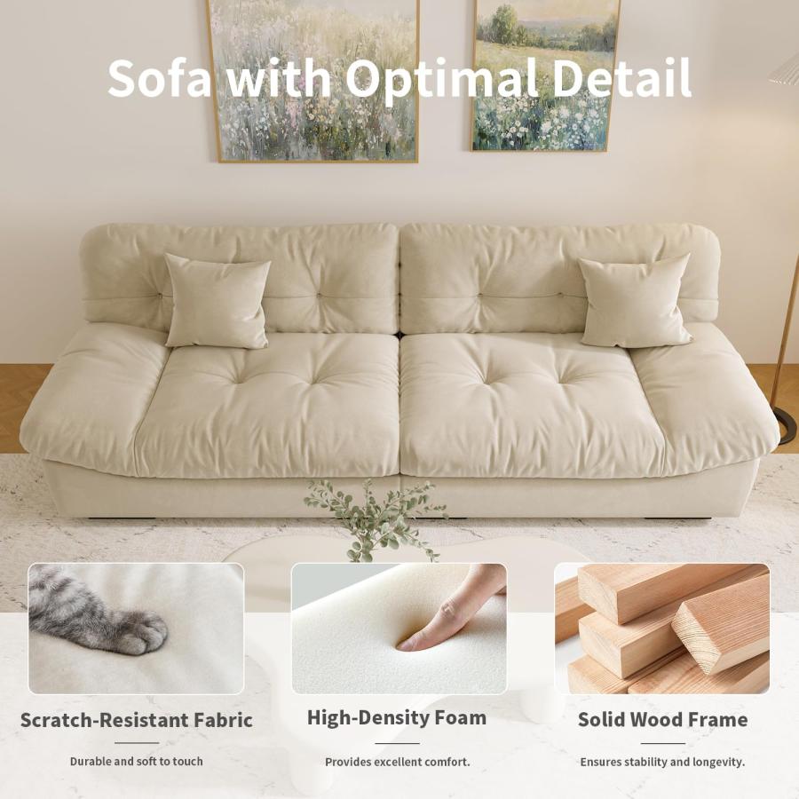 【並行輸入品】 Cloud Modular Sectional Sofa，105" Scrub Velvet Minimalist Sofa C_9