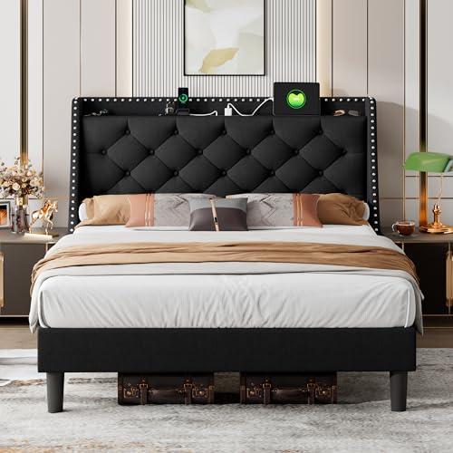 【並行輸入品】 iPormis Queen Bed Frame with 16" Comfort Wingback & Charging Sta_1