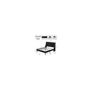 【並行輸入品】 iPormis Queen Bed Frame with 16" Comfort Wingback & Charging Sta_5