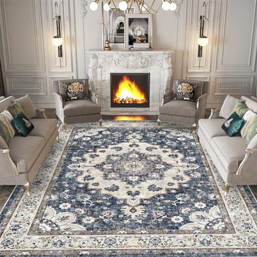 【並行輸入品】 Washable Living Room Area Rug 9 x 12 Stain Resistant Medallion_1